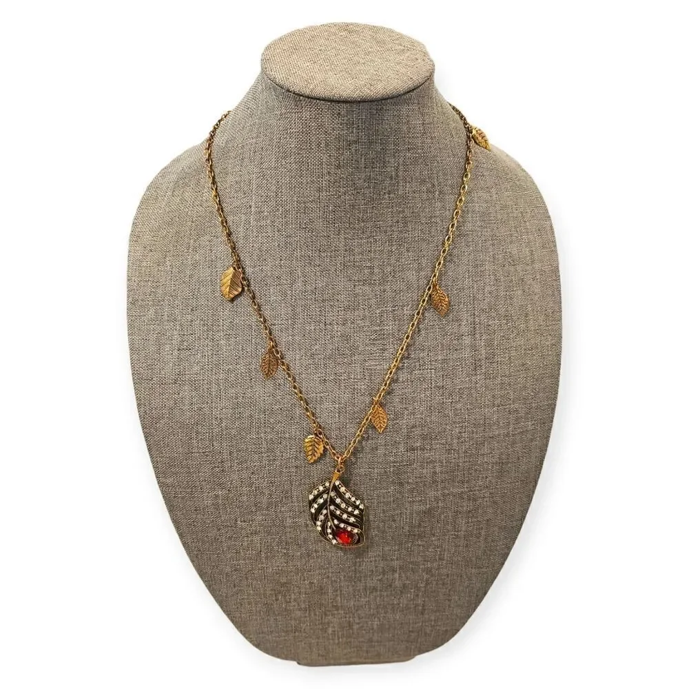 Amrita Singh Antique 18k Gold-Plated Brass Peacock Feather Pendant Necklace - Picture 10 of 11